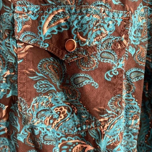 Men's Blue Paisley Western Button Up Shirt Cody James Authentic Western Wear - Picture 4 of 17